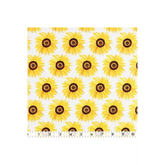Fabric, White with Yellow Sunflower Heads